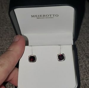 Garnett and diamond earrings